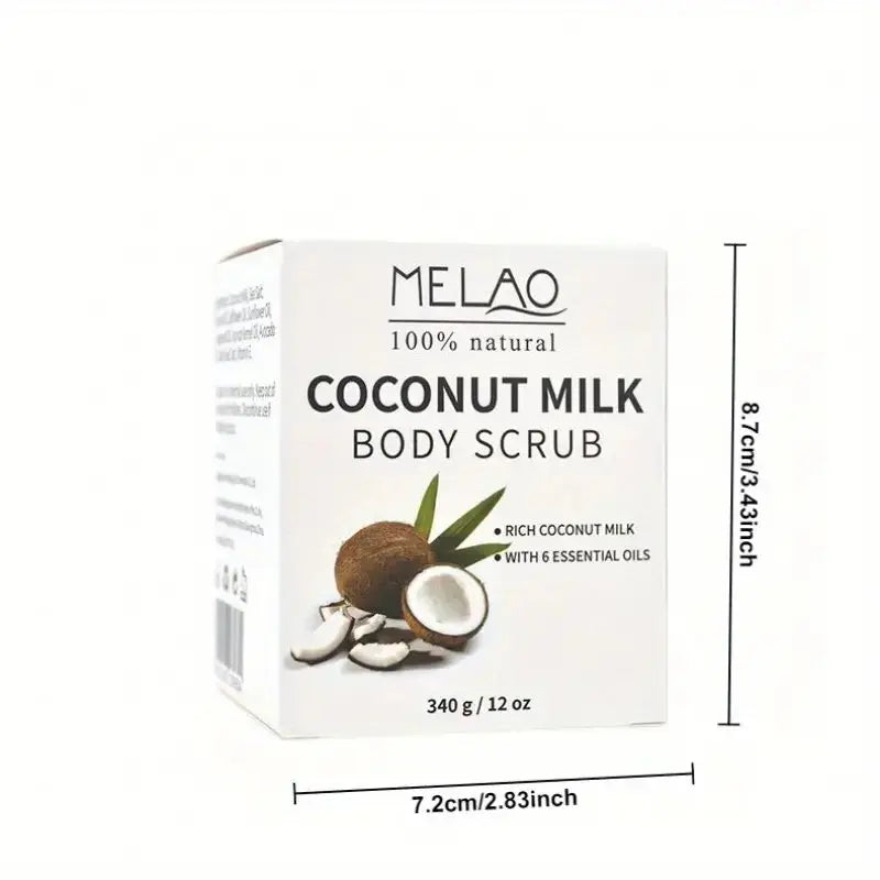 MELAO Coconut Milk Body Scrub 340g – Exfoliating & Firming Scrub for All Skin Types, Deep Cleansing & Moisturizing Personal Care Treatment