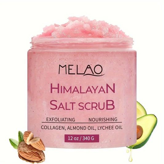 MELAO Himalayan Salt Body Scrub – Face, Foot & Body Exfoliator with Collagen & Stem Cell Infusion